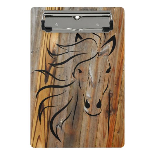 Rustige paarden op houten miniklankbord mini klembord (Voorkant)