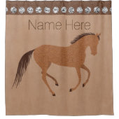 Rustige paardenbont, leder, thuis, zilver douchegordijn (Voorkant)