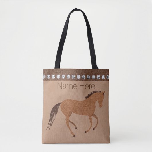 Rustige paardenfolieontwerp met minimale Pony Tote Bag (Voorkant)