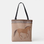 Rustige paardenfolieontwerp met minimale Pony Tote Bag (Achterkant)