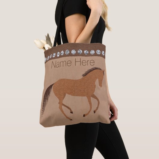 Rustige paardenfolieontwerp met minimale Pony Tote Bag (Dichtbij)