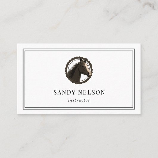 Rustige paardenlabel ranch-rijtrainer visitekaartje (Voorkant)