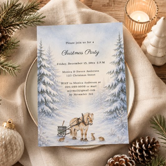 Rustige Paardenslee Winter Kerstfeest Kaart