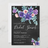 Rustige Paarse Anemones Bouquet Black Vrijgezellen Kaart (Voorkant)