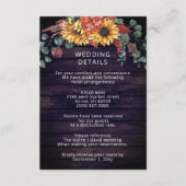 Rustige Paarse Barn Wood Country Sunflower Weddens Informatiekaartje (Voorkant)