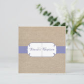 Rustige Paarse Beige Burlap Baptism Uitnodiging (Staand voorkant)