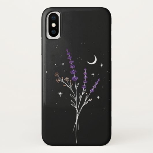 Rustige paarse bloemen en maan Case-Mate iPhone case (Achterkant)