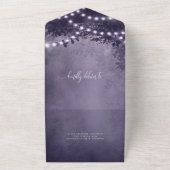 Rustige Paarse Boom String Lights Wedding All In One Uitnodiging (Buitenkant)
