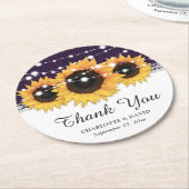 Rustige Paarse bruidezonnebloembruiloft Ronde Kartonnen Onderzetter (Gebogen)