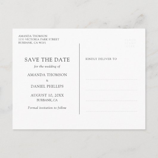 Rustige Paarse bruidskranting bespaart de datum Aankondigingskaart (Achterkant)