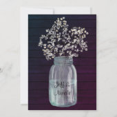 Rustige Paarse bruiloft Mason Jar Babys Breath Kaart (Achterkant)