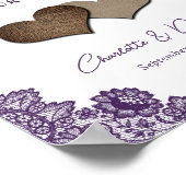 Rustige Paarse Burlap Bodemafscheidingsteken Poster (Hoek)