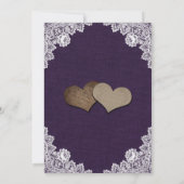 Rustige Paarse Burlap Lace Sunflower Wedding Kaart (Achterkant)