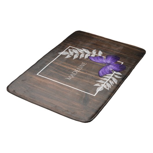 Rustige Paarse Butterfly - Gepersonaliseerde Bath Badmat (Gekanteld)