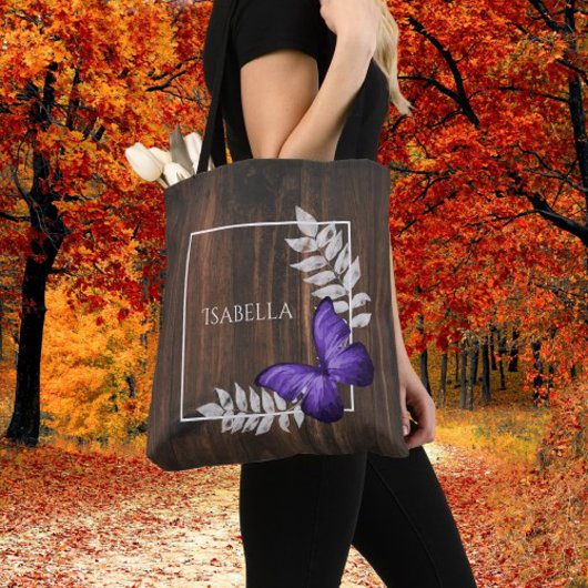 Rustige Paarse Butterfly - Gepersonaliseerde Canva Tote Bag