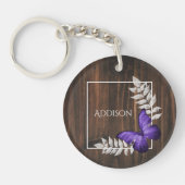 Rustige Paarse Butterfly - Gepersonaliseerde Sleut Sleutelhanger (Voorkant)
