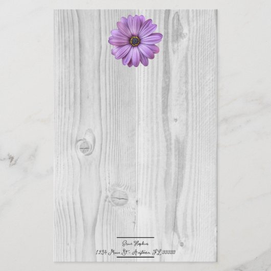 Rustige Paarse Daisy Persoonlijke Stationery Briefpapier (Voorkant)