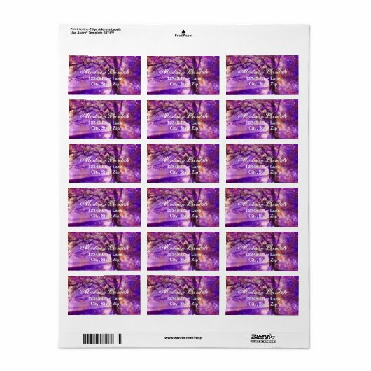 Rustige Paarse eikenbomen Adresetiketten Etiket (Full Sheet)