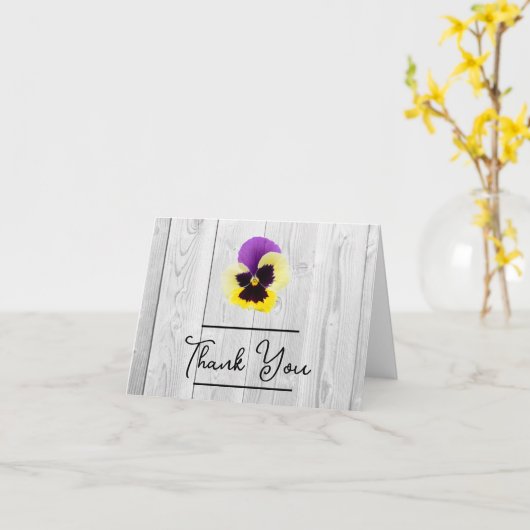 Rustige Paarse en gele Pansy Hartelijk dank Kaart (Gele Bloem)