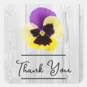 Rustige Paarse en gele Pansy Hartelijk dank Vierkante Sticker (Voorkant)