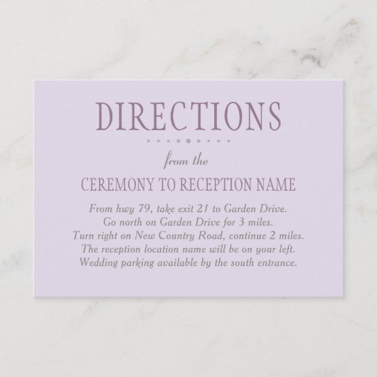 Rustige Paarse en groene Floral Wedding Informatiekaartje (Voorkant)
