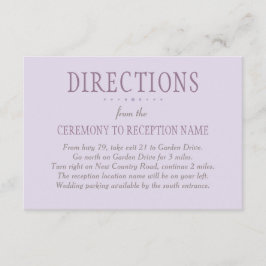 Rustige Paarse en groene Floral Wedding Informatiekaartje