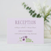 Rustige Paarse en groene Floral Wedding Informatiekaartje (Staand voorkant)