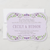Rustige Paarse en groene Floral Wedding Kaart (Voorkant)