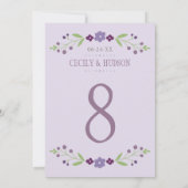 Rustige Paarse en groene Floral Wedding Kaart (Achterkant)