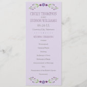 Rustige Paarse en groene Floral Wedding Programmakaart (Voorkant)