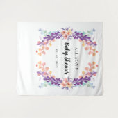 Rustige Paarse Floral Baby shower achtergrond Wandkleed (Voorkant (horizontaal))