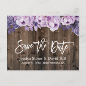 Rustige Paarse Floral Barn Wedding Save the Date Aankondigingskaart (Voorkant)