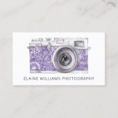 Rustige Paarse Floral  camera fotograaf Visitekaartje (Voorkant)