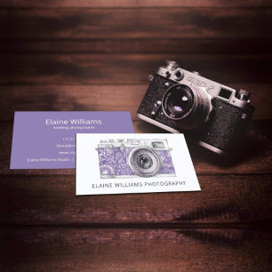 Rustige Paarse Floral  camera fotograaf Visitekaartje
