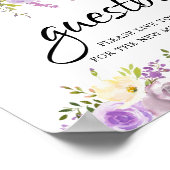 Rustige Paarse Floral Guestbook Poster (Hoek)