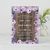 Rustige Paarse Floral Lijst Elegant Barn Wedding Kaart (Staand voorkant)