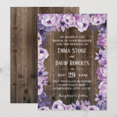 Rustige Paarse Floral Lijst Elegant Barn Wedding Kaart (Voorkant / Achterkant)