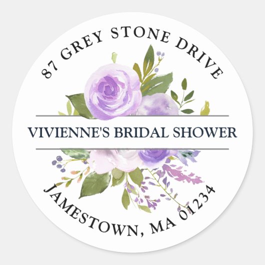 Rustige Paarse Floral Return Address Label (Voorkant)