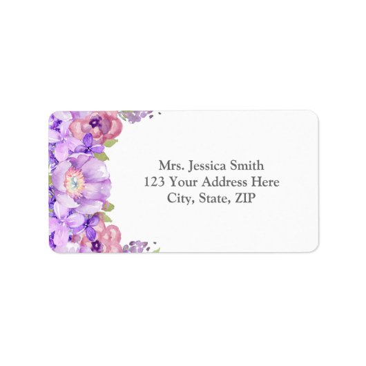 Rustige Paarse Floral Return Address Label (Voorkant)