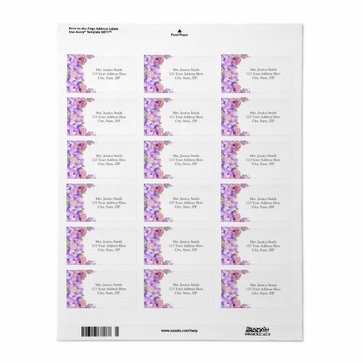 Rustige Paarse Floral Return Address Label (Full Sheet)