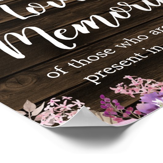 Rustige Paarse Floral String Light Wedding Memoria Poster (Hoek)