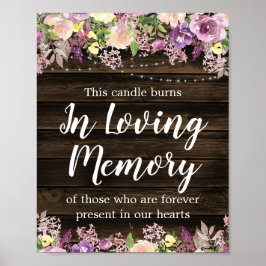 Rustige Paarse Floral String Light Wedding Memoria Poster