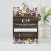 Rustige Paarse Floral String Lights RSVP Kaartje (Staand voorkant)