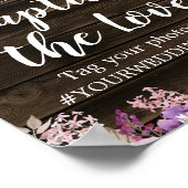 Rustige Paarse Floral String Lights Wedding Hashta Poster (Hoek)