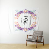 Rustige Paarse Floral Vrijgezellenfeest achtergron Wandkleed (In Situ (horizontaal))