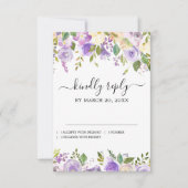 Rustige Paarse Floral Wedding RSVP Kaartje (Voorkant)