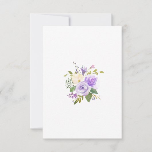 Rustige Paarse Floral Wedding RSVP Kaartje (Achterkant)