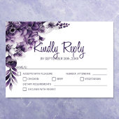 Rustige Paarse Floral Wedding RSVP Kaartje