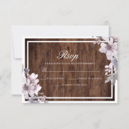 Rustige Paarse Floral Winter Wedding RSVP Kaartje