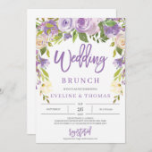 Rustige paarse florale romantische bruiloft kaart (Voorkant / Achterkant)